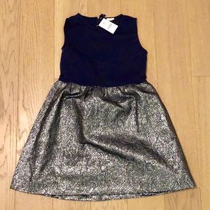 J.Crew NEW W/ TAGS: Navy + Silver Jacquard Dress
